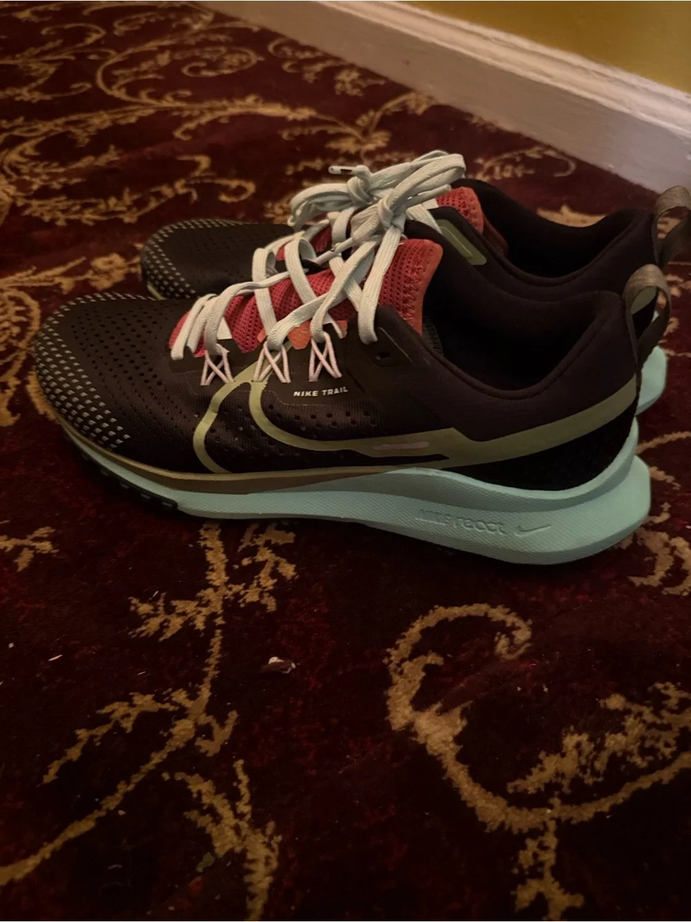 Nike React Pegasus Trail 4 Black Mint Foam Alligator Running Shoes NWOB